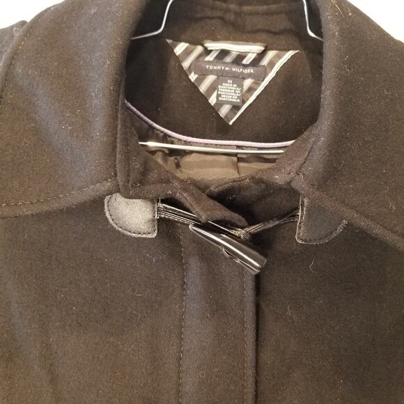 Tommy Hilfiger Black Winter Jacket Coat Wool Blend Parka Zipper Pockets Size M - Picture 6 of 12